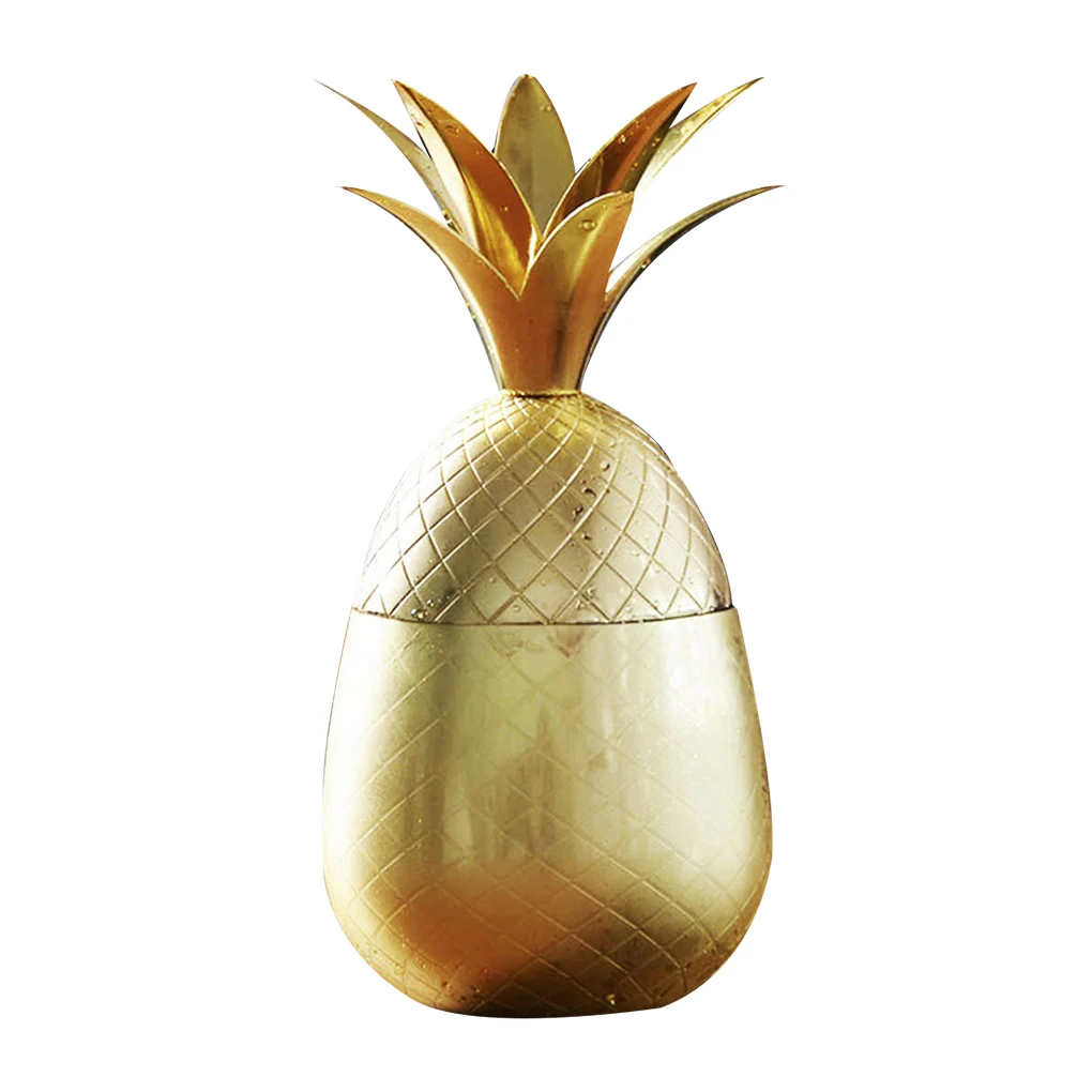 

500ml Pineapple Tumbler Mug Wine Drinking Cup Beer Drink Juice Mug Stainless Steel Bar Tool, Copper Plated