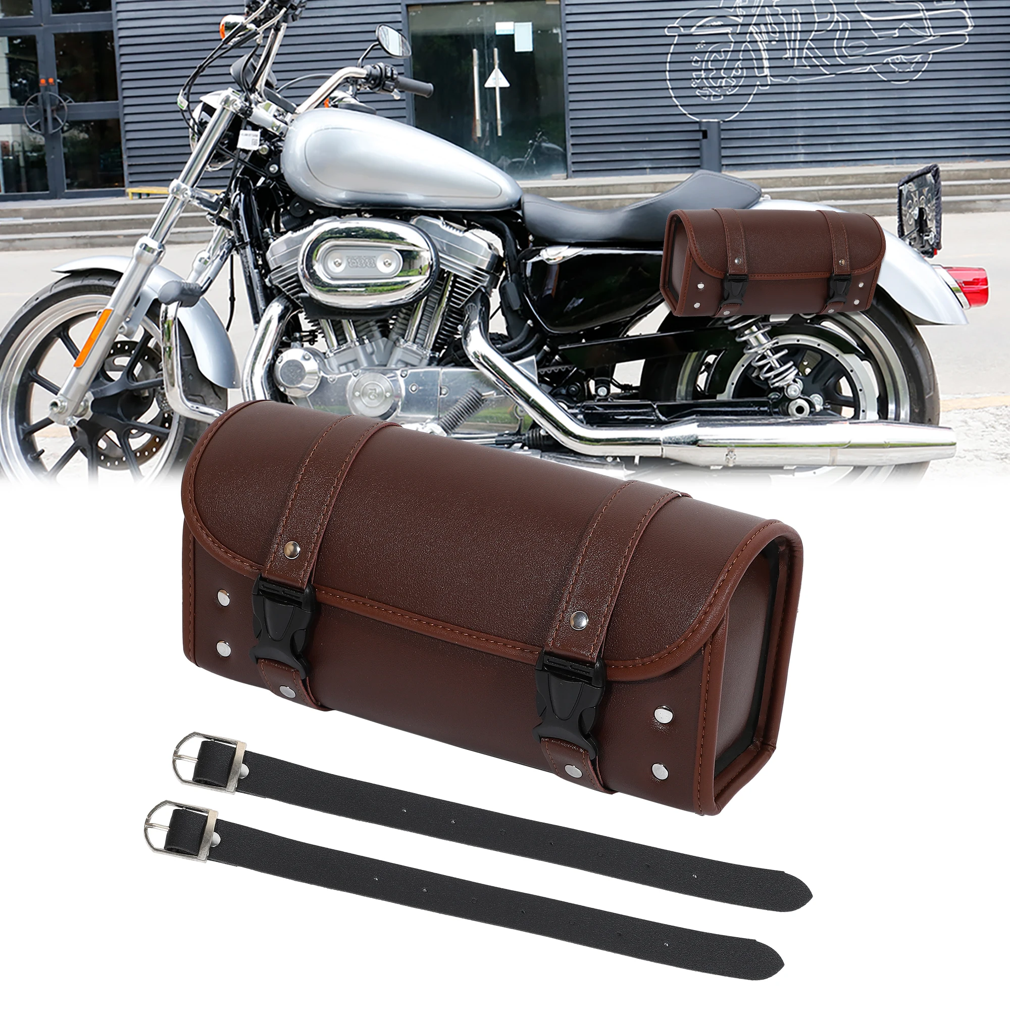 Bag Square Brown Waterproof Faux Leather Universal