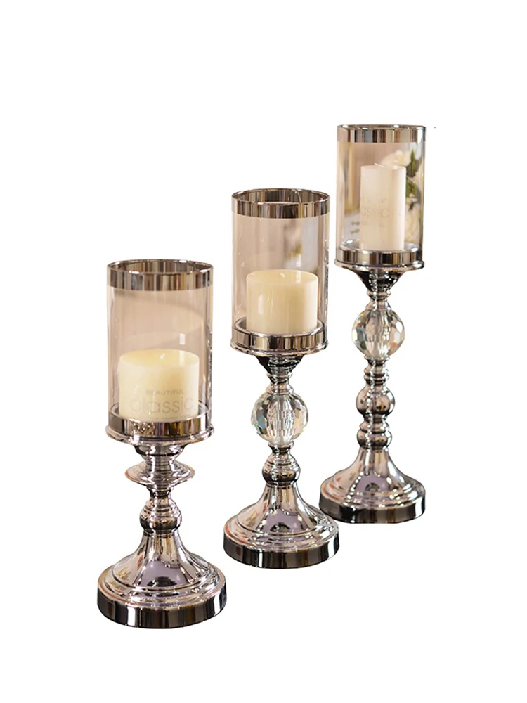 

Crystal Glass Rose Gold Candle Holders Tealight Living Room Decoration Table Glass Candle Stand Bougeoir Home Arrangements FC274