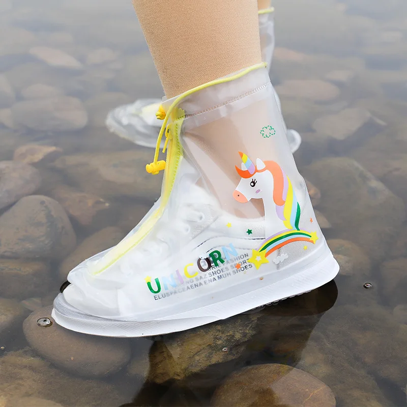 

Children's Rain-proof Portable Boots Shoe Cover Waterproof Wear-resistant Thickened Soft-faced Cartoon Dinosaur Unicorn sapato