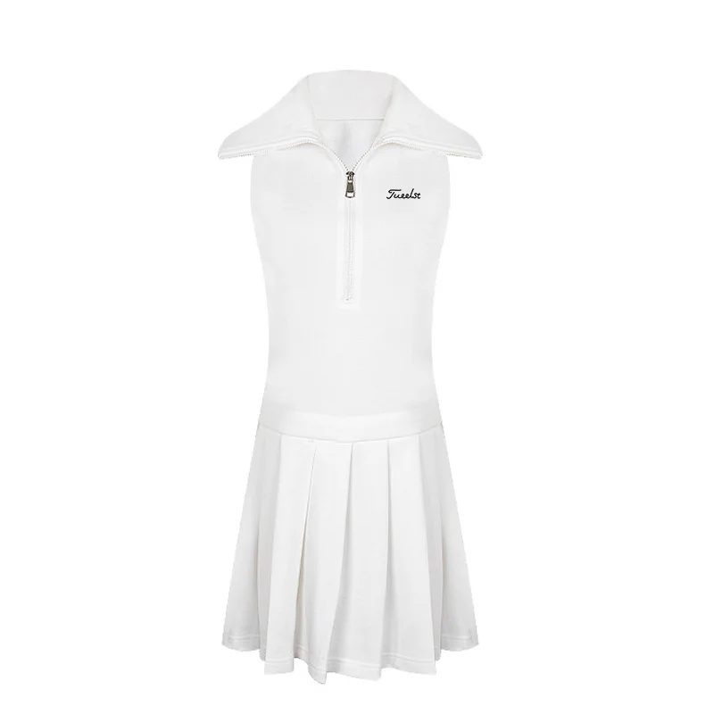 

Летние плиссированные платья для гольфа, женские пуловеры без рукавов на молнии, спортивные платья для гольфа, пиклебола, бадминтона, тренировок, атлетики, гольфа