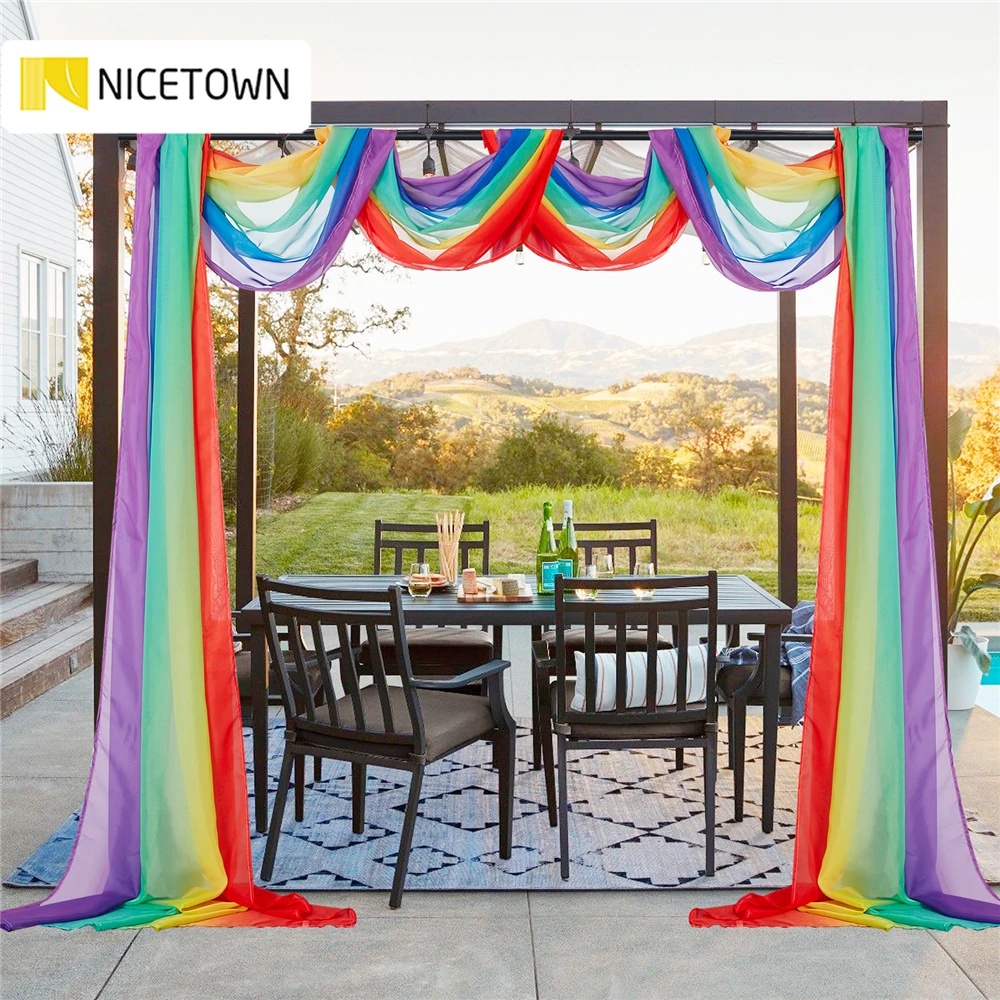 

Outdoor 1pc Multicolor Window Scarf Waterproof European Style Valance Curtain Scarf Curtain for Garden Morden Tulle Luxury Decor