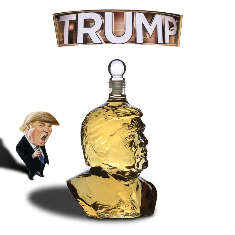 

Новый дизайн в форме головы Трампа, посуда для бара, графин для виски без свинца для ликера, виски, Бурбона