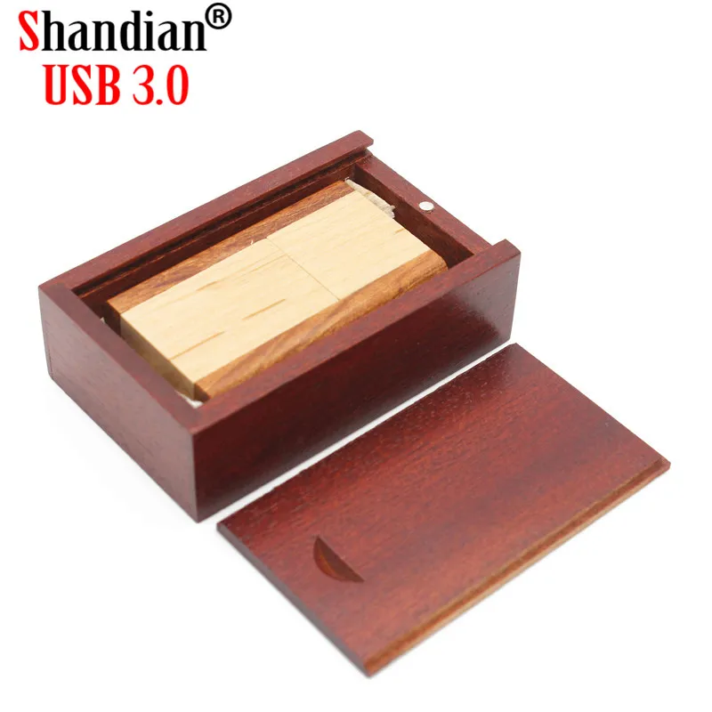 SHANDIAN USB 3 0 1 шт. Бесплатный Логотип Деревянный usb + коробка флеш-накопитель nutural wood