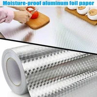 kitchen oil proof waterproof stickers aluminum foil self adhesive wall sticker fireproof paste oil stickers for kitchen cabinets