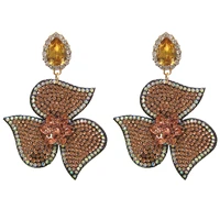 zouchunfu new design rhinestone flower pendant earrings for women 2022 trend bohemian big earring fashion jewelry gift wholesale