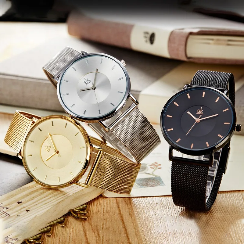 Часы женские кварцевые с сетчатым браслетом