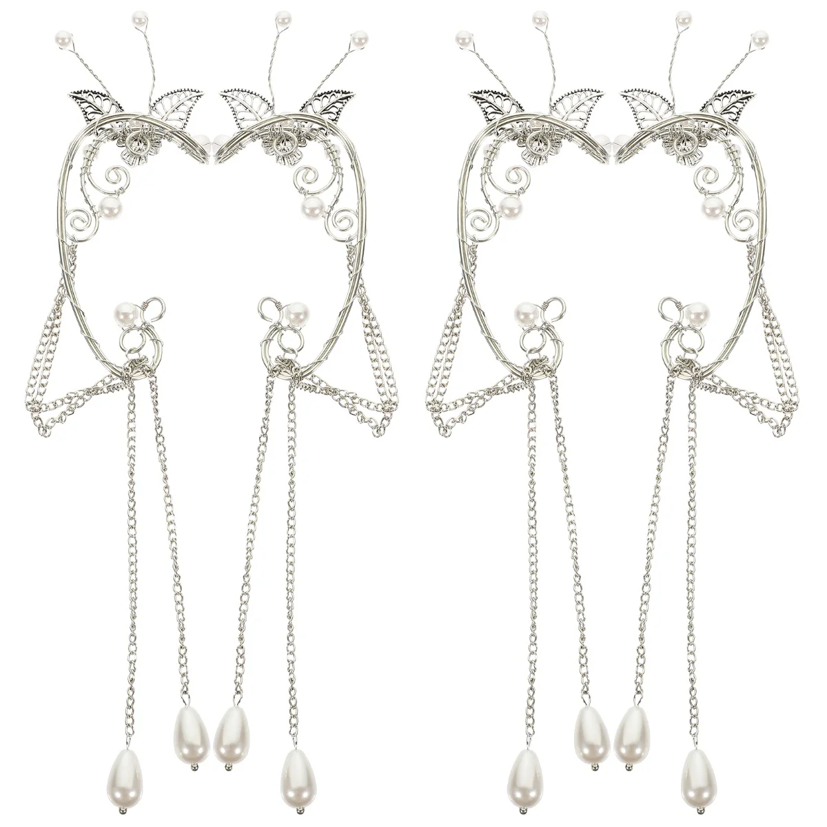 

Женские серьги-Клипсы из сплава с жемчугом, 2 пары