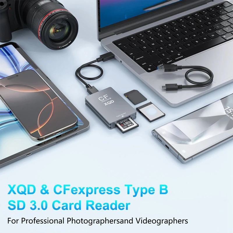 Фото Устройство чтения карт памяти CFexpress типа B/XQD/SD 3 в 1, устройство чтения карт памяти USB 3.2 (10 Гбит/с с двумя слотами для серии G/M, A86Z №4