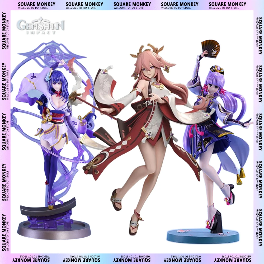 

26cm Genshin Impact Anime Figure Kamisato Ayaka Beelzebul Yae Miko Figurine PVC Game Collectible Model Room Decoration Toys Gift