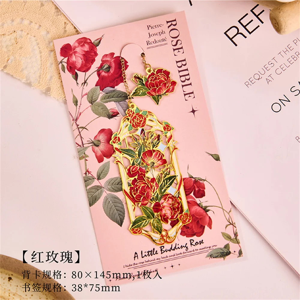 Металлическая закладка роза латунь