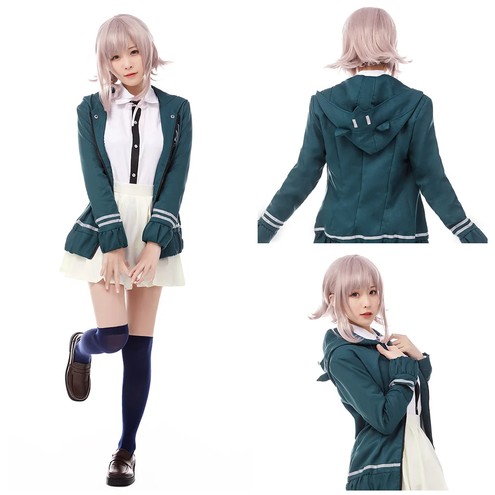 

High Quality Super DanganRonpa 2 Chiaki Nanami Cosplay Costumes Jacket Shirt Skirt Custom Made For Women Girls