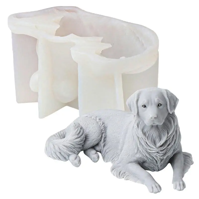 3D Silicone Dog Mold Golden Retriever Dog Shape Candle Lying Dog Plaster Resin Handmade Soap Molds Candle Making Supplies Home