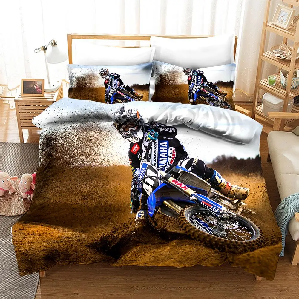 

Extreme Sports Style Motocross Bedding Set for Boys Kids Off-road Race Duvet Cover Comforter Covers with Pillowcases 2/3pcs