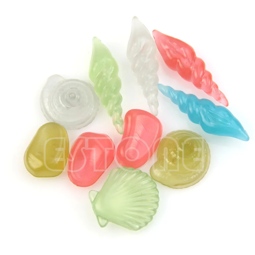 

10PCS Glow in the Stone Dark Luminous Conch Sea Shells Aquarium Fish Tank Decor