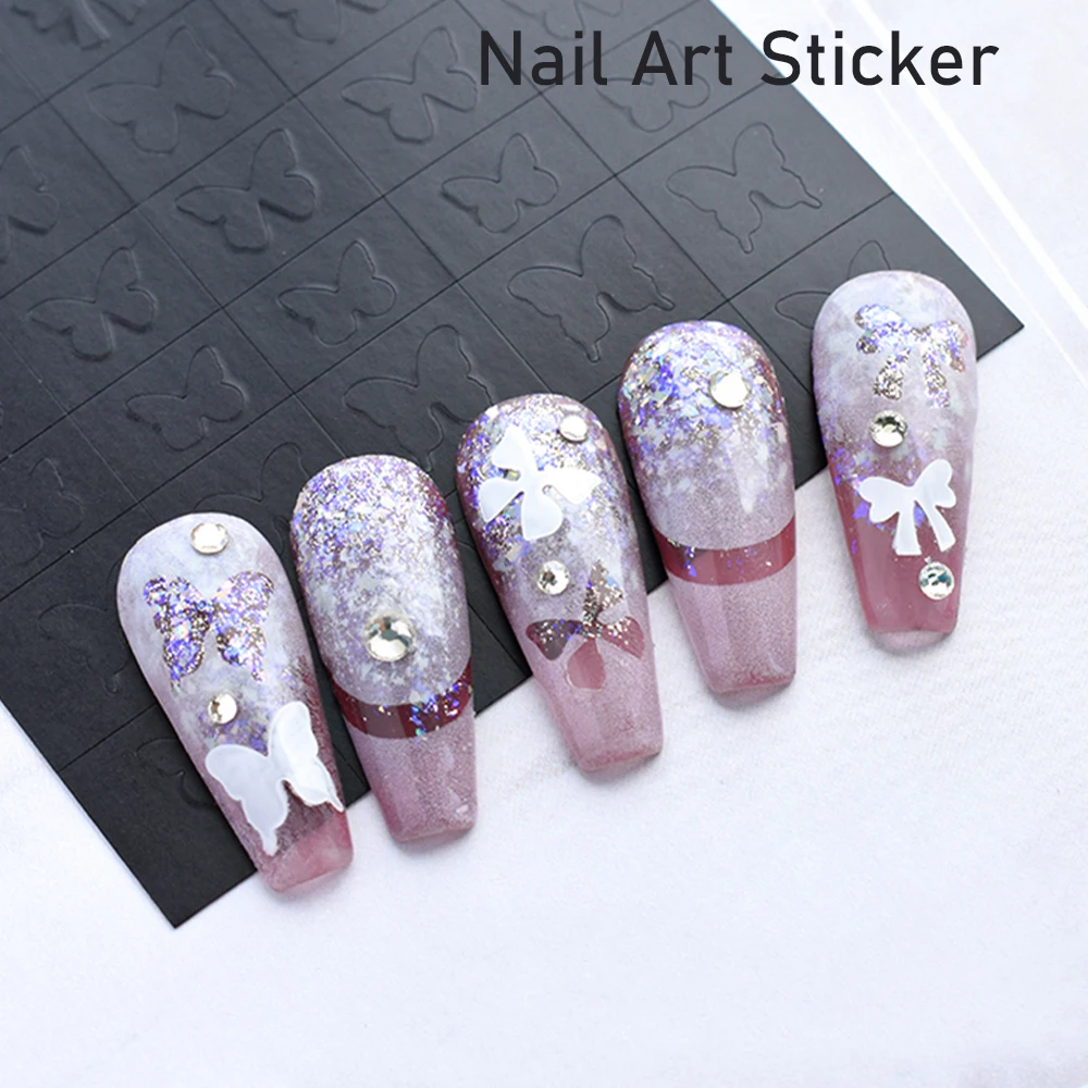 

Cut-out Butterfly Heart Nail Art Stickers Airbrush Stencils Design Foils Sliders Manicure Accessory Decals Wraps Press on Nails