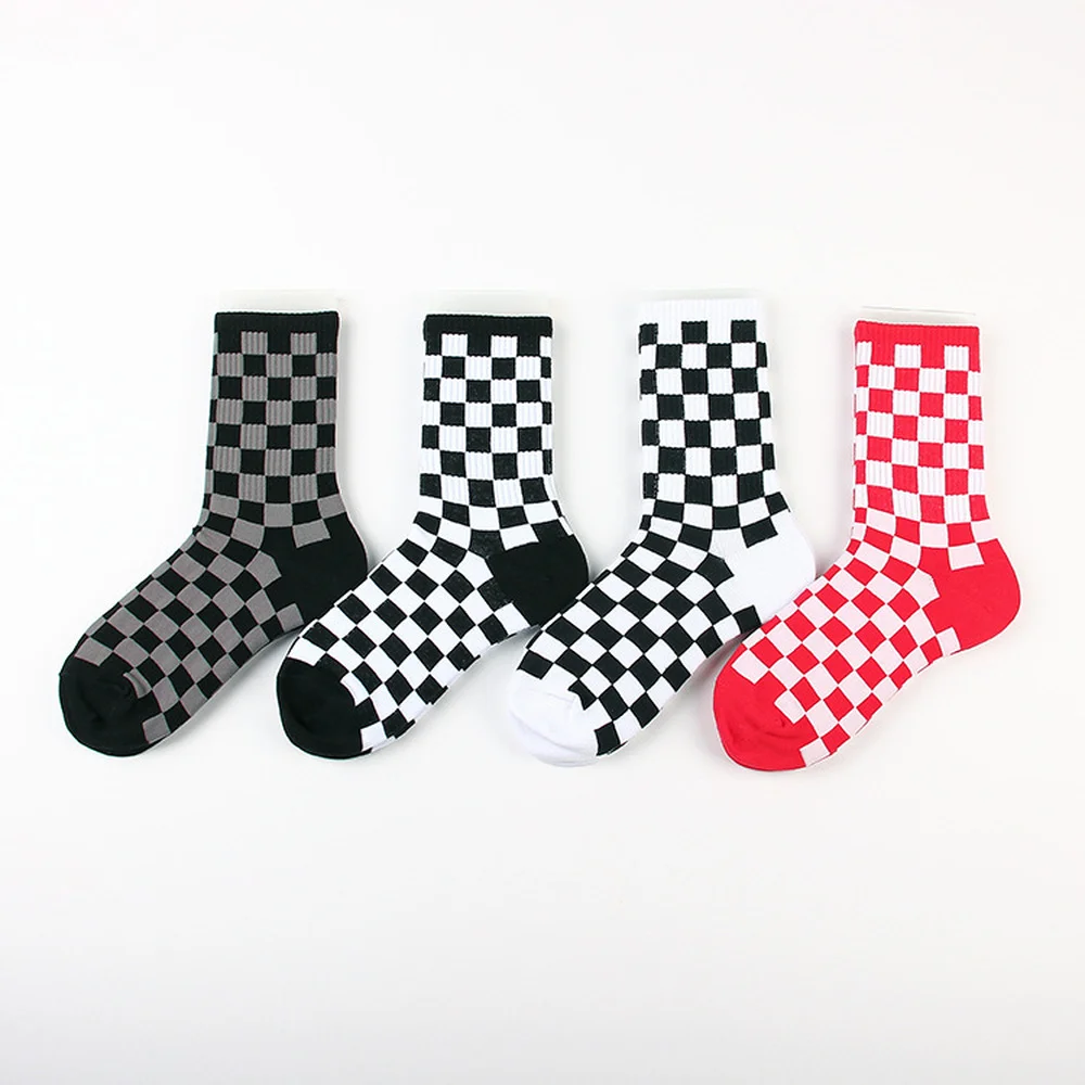 

Korea Harajuku Trend Women Checkerboard Socks Geometric Checkered Socks Men Hip Hop Cotton Unisex Streetwear Novelty Socks