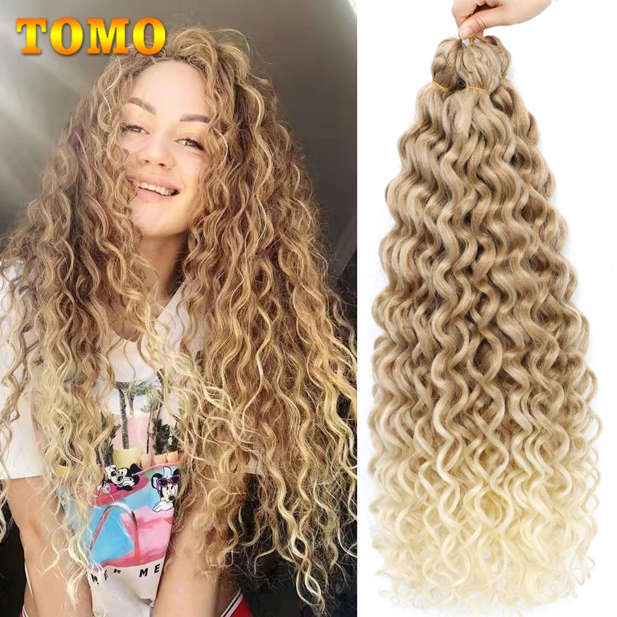 TOMO 18 24 Inch Hawaii Afo Curls Ocean Wave Synthetic Crochet Braids Hair Ombre Freetress Water Wave Hair Extensions For Women