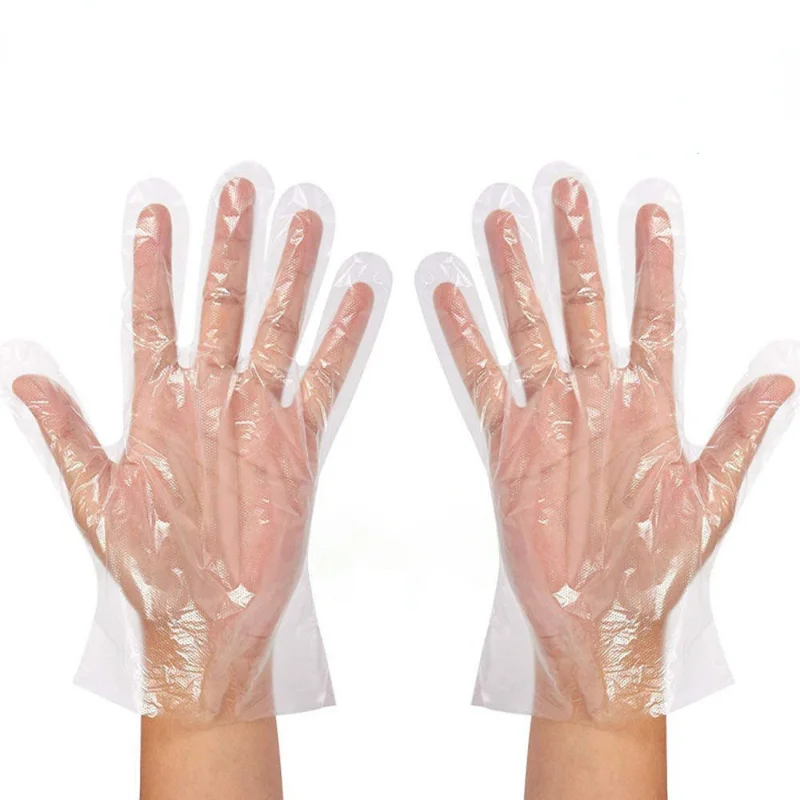 

100pcs Clear Disposable Gloves Transparent Plastic Gloves Latex Free Food Safe Gloves for Cooking Cleaning BBQ Kitchen Things