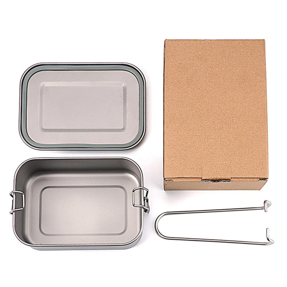 

Outdoor Titanium 800ml Sealed Lunch Box Camping Picnic Mountaineering Bento Box Portable Square 800ml / 27oz Box