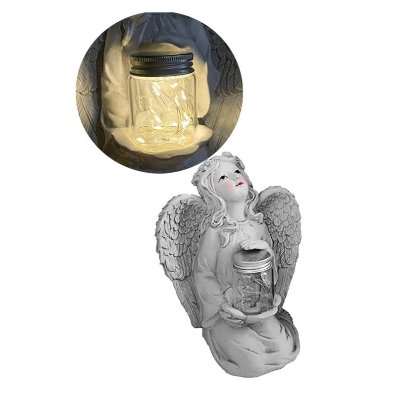 

2022 New Solar Resin Praying Angel Statue Tabletop Ornament Accessory Gift Supplies for Home Office Landscape Decoration Crafts