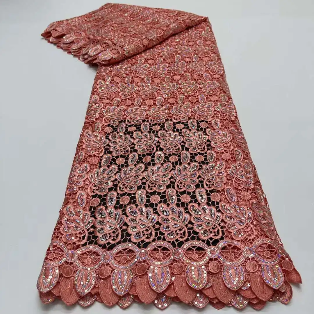 Африканский гипюр нигерийская кружевная ткань вышивка блестками шнур для