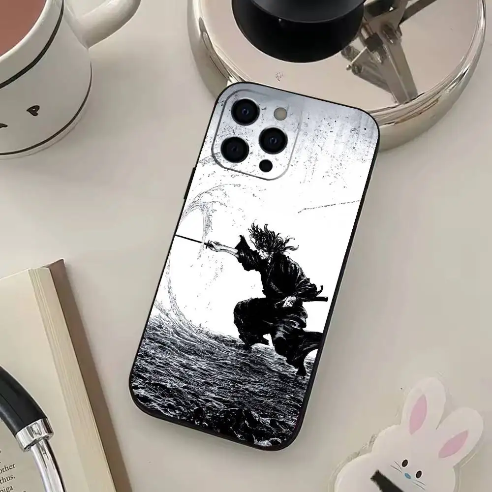 Фото Чехол для телефона Miyamoto V-Vagabond M-Musashi для iPhone 17, 16, 15, 14, 13, 12, 11, Plus, Pro, Max, Plus, XS, мягкий чехол из черного силикона №2