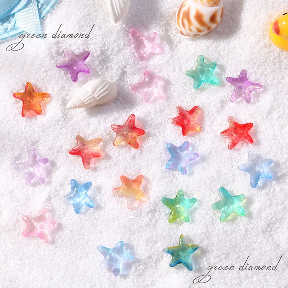 

Gradient Candy Starfish Nail Diamonds 100pcs Mix Color Deep Ocean Crystal Glitter Star Parts Glass Flatback Fingertips Ornaments