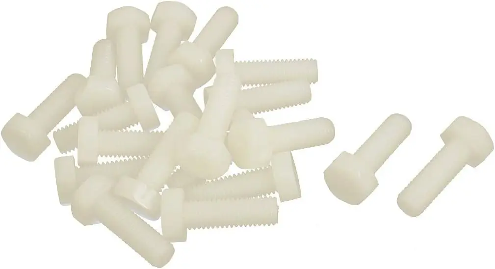 

Kidisoii M8 x 25mm Full Thread Nylon Metric Hex Head Cap Screw Bolt 20 Pcs