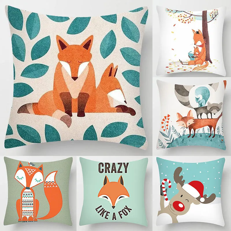 

Cute Fox Pillow Covers Decorative Forest Animal Decorative Pillowcases Bed Sofa Pillows Case for Bedroom Living Room Decoration