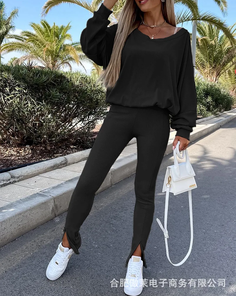 

Women's Backless Casual Tops Split Pants Suits Women's Sports Suits