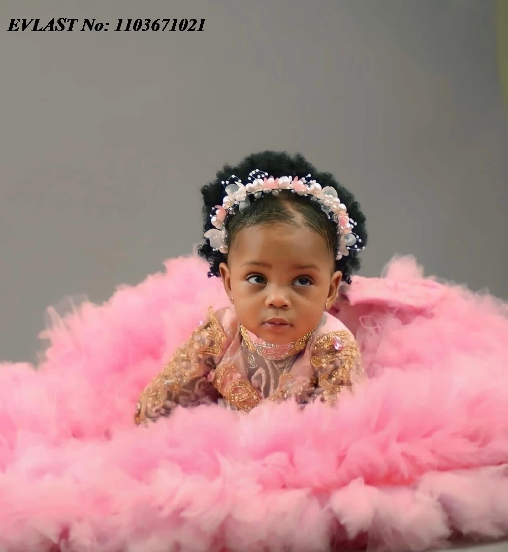 EVLAST милые розовые румяна с длинным рукавом Цветочное платье для девушек свадеб