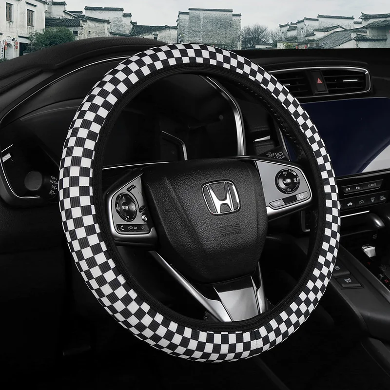 

new chessboard lattice ice wire elastic steering wheel cover without inner ring handle cover, comfortable, breathable and