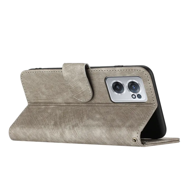 Textured Solid Colors Phone Wallet Case For OnePlus Nord CE 3 5G One Plus NordCE 3 2 2T CE 2 Lite N300 N200 N20 5G Flip Cover