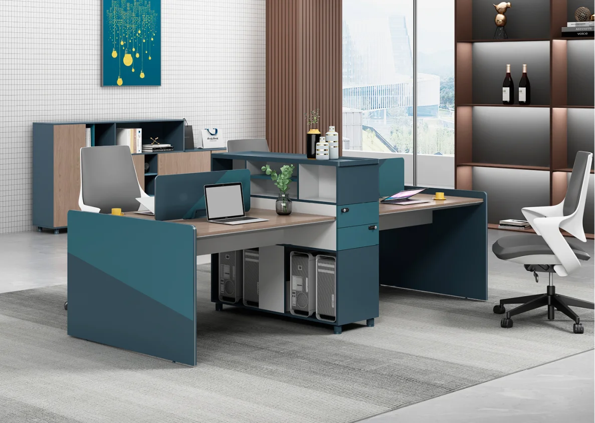 Прочная мебель стандартного размера MDF модульные l-образные модные офисные столы