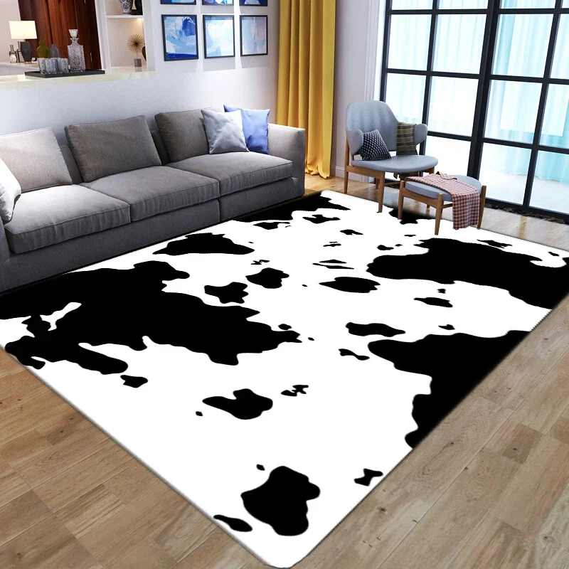 

Корова 3D Печатный белый и черный цвет фотообои для гостиной спальни Декор прикроватный диван площадь Коврики детские игры нескользящий напольный коврик