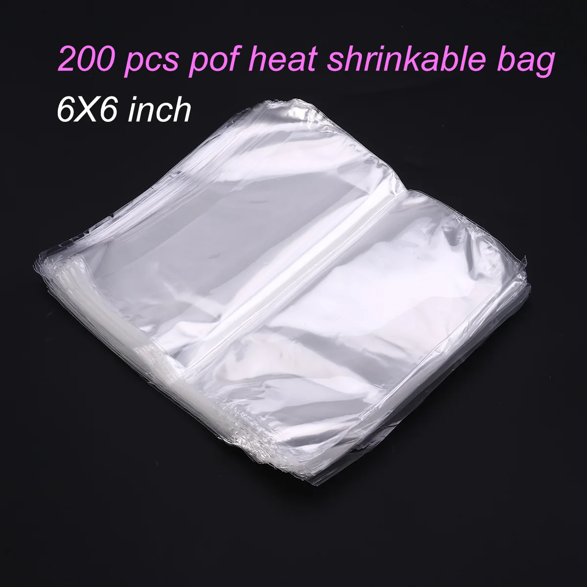

200 Heat Shrink Wrap Bags 6X6 Inch Clear Heat Shrink Film Wrap for DIY Packaging Small Items ( Transparent )