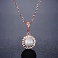 simple elegant bridal wedding jewelry fashion exquisite pearl zircon pendant necklace personality luxury necklaces couple gifts