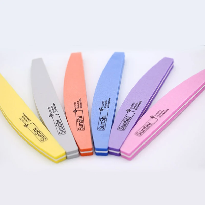 Разноцветные пилки для ногтей губка Алмазный буфер пилка моющаяся лаймовая Unghie