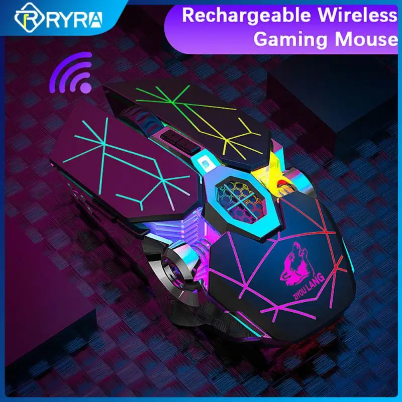 

RYRA Gaming Mouse USB Wireless Adjustable 2400 DPI Mouse RGB Backlit Luminous Mice Rechargeable Silent Mice For Desktop Laptop