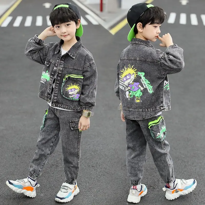 

Boys Coat +Pants Kids Sets Cotton 2PCS/Set 2023 New Jean Spring Autumn Jogging Suit Uniforms Children Clothing
