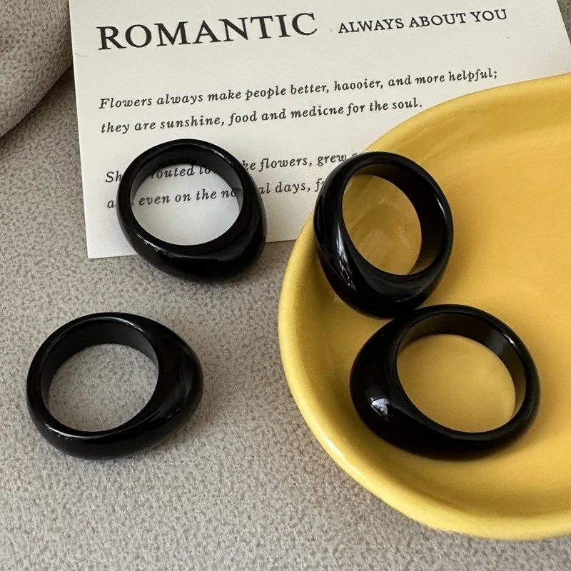 Черный агат Чжоу халцедон корейский дизайн кольцо с большой головкой простое и