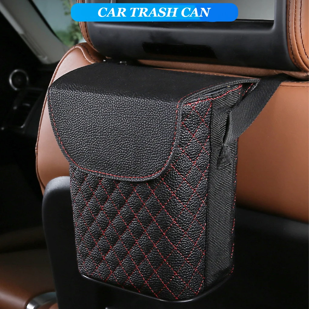 

Автомобильный мини подвесной ящик для мусора кожаный ящик для хранения двухслойный герметичный органайзер для мусора авто аксессуары для ...