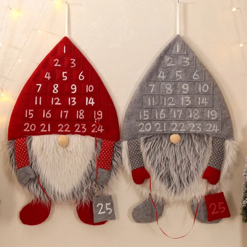 

Christmas Decoration Countdown Santa Claus Felt Calendar 24 Fillable Advent Christmas Tree Hanging Pendant Ornament New Year