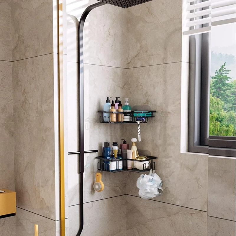 

Bathroom Shelf Without Drilling Stainless steel Shower Shelves Shampoo Storage Rack Cosmetic Holder Drain Shower Cabin Shelves