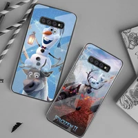 frozen elsa anna phone case tempered glass for samsung s20 ultra s7 s8 s9 s10 note 8 9 10 pro plus cover