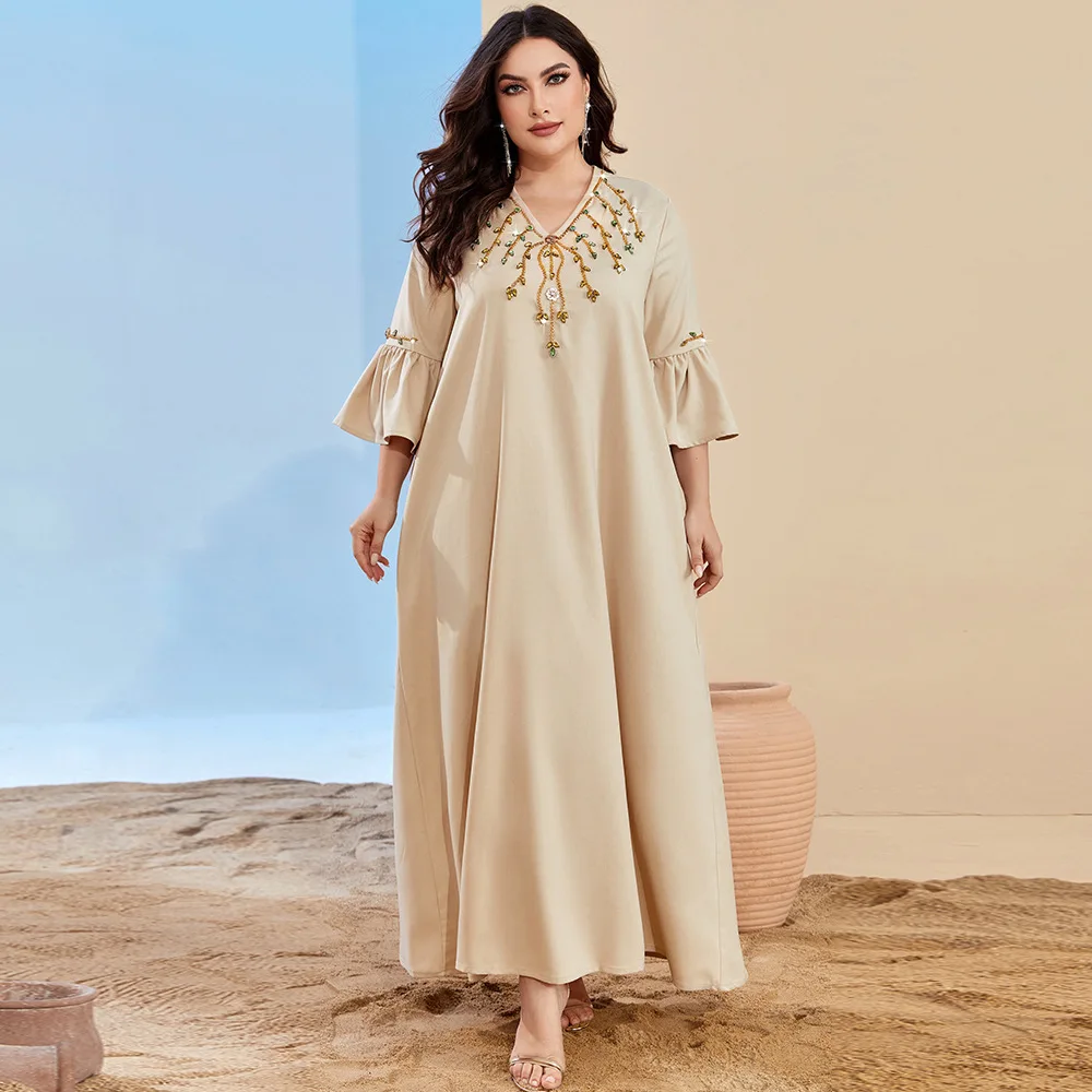 

Ramadan Luxury Muslim Dress for Women Eid Arab Femme Jalabiya Abaya Islam Marocain Cafatan Turkey Dress Moroccan Kaftan Robe
