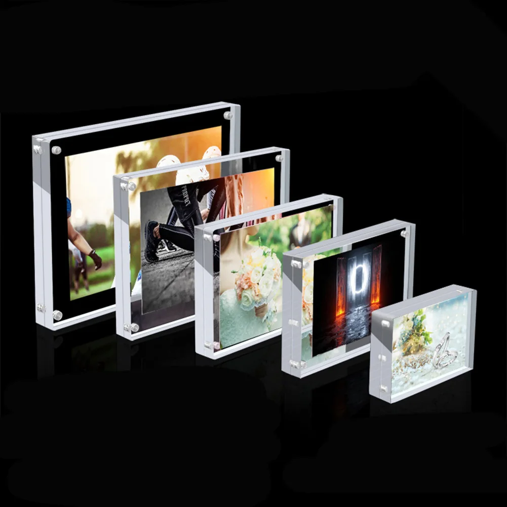 

Transparent Acrylic Picture Photo Frame Magnetic Photocard Holder Poster Display Stand Photo Protection Desktop Home Ornament