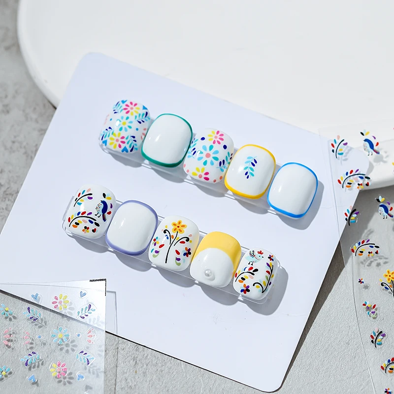

1 шт., наклейка для ногтей в горошек, с цветами