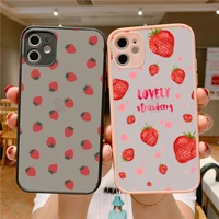 peach strawberry phone case for iphone x xr xs 7 8 plus 11 12 13 pro max 13mini translucent matte shockproof case
